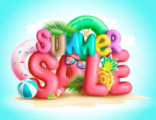 Colored summer sale font vector