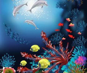 Coral and fish vector