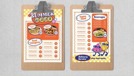 Cream retro summer food menu vector