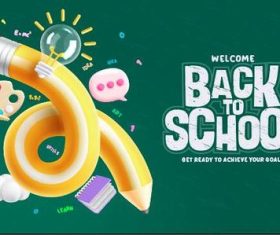 Curved pencil background back to school vector