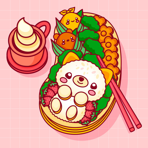 Cute food styling vector