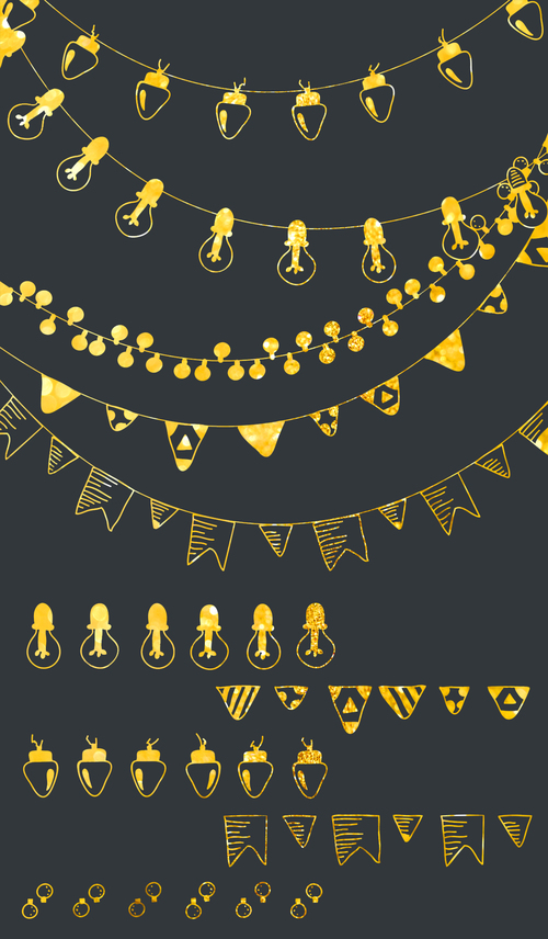 Decorative flags and lights vector