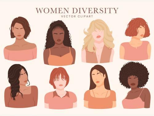 Diverse women illustrations vector