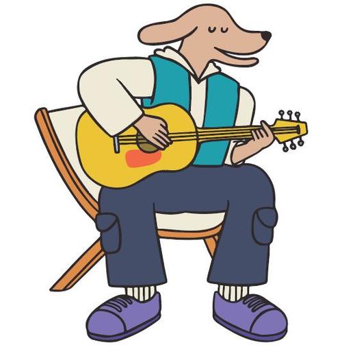Dog character playing guitar vector