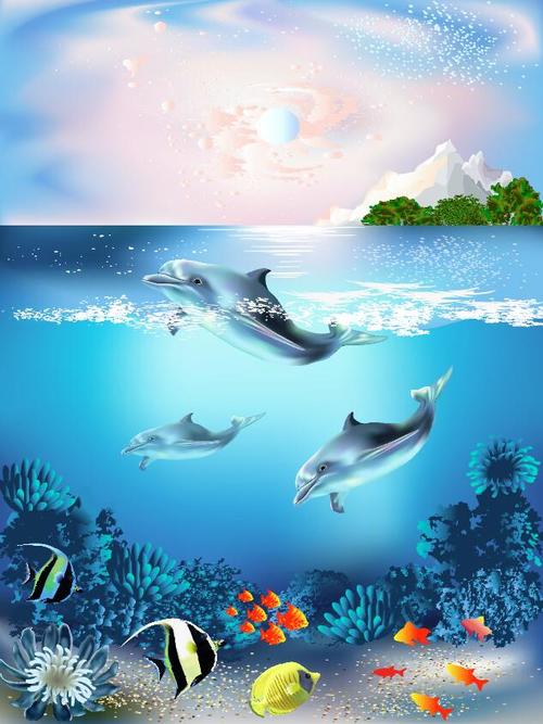 Dolphin vector jumping out of the sea