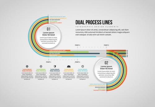 Dual process lines infographic vector
