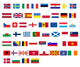 Europe flags icons vector