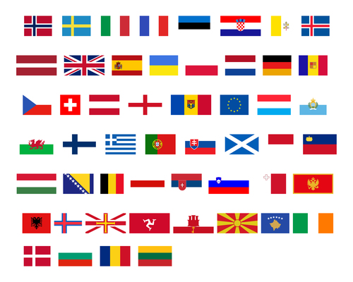 Europe flags icons vector