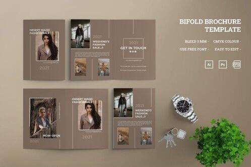 Fashion bifold brochure template vector