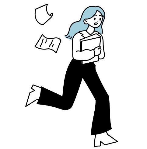 Female running with paper documents vector
