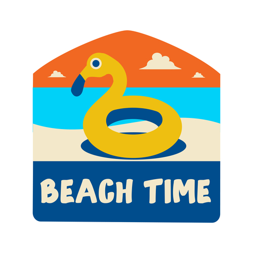Flat beach holiday badge sticker label vector