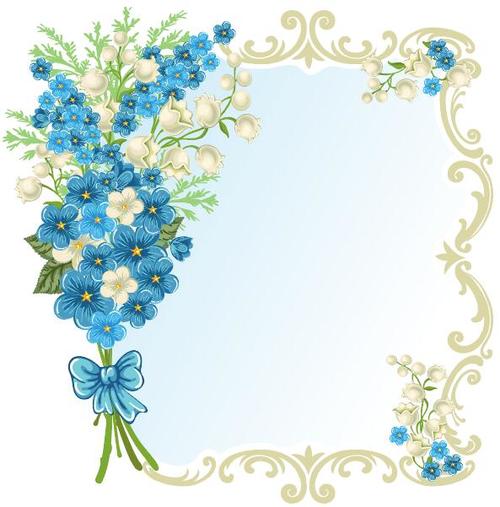 Frame and decorative bouquet vector