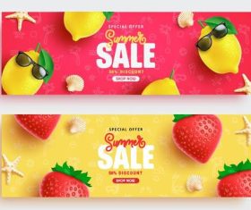 Fresh fruit summer sales banner vector