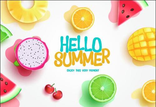 Fruit background summer card vector