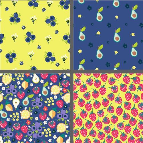 Fruits and flowers seamless pattern vector