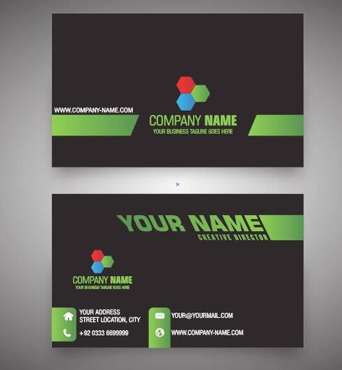 Green and black business cards vector