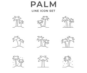 Line icons of palm vector