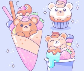 Little bear ice cream vector