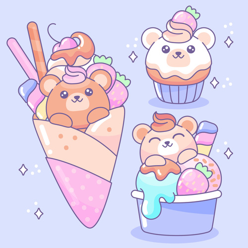 Little bear ice cream vector