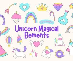 Magical unicorn elements vector