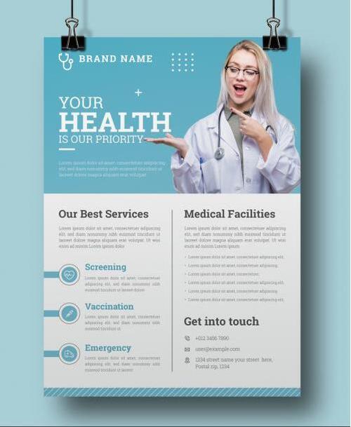 Medical health flyer vector