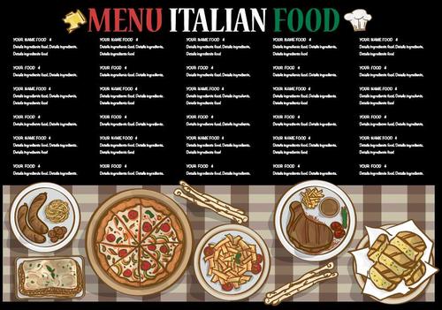 Menu Italian food vector