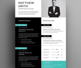 Modern resume with black and teal vector