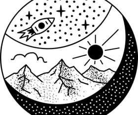 Mountains galaxy vector