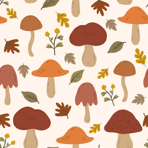Mushroom seamless pattern vector