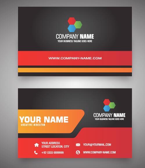 Orange red business cards vector free download