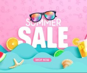 Origami wave summer promotion vector