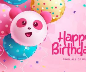 Panda balloon background birthday card vector