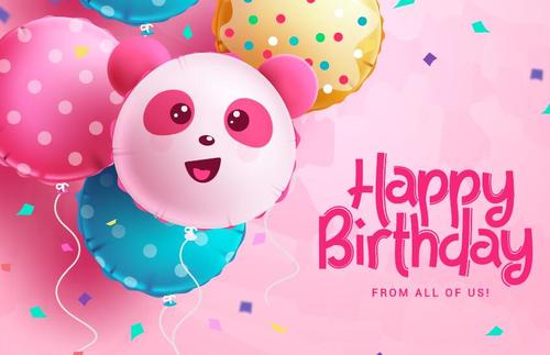 Panda balloon background birthday card vector