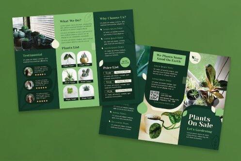 Plants shop brochure template vector