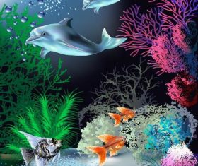 Realistic and beautiful underwater world vector