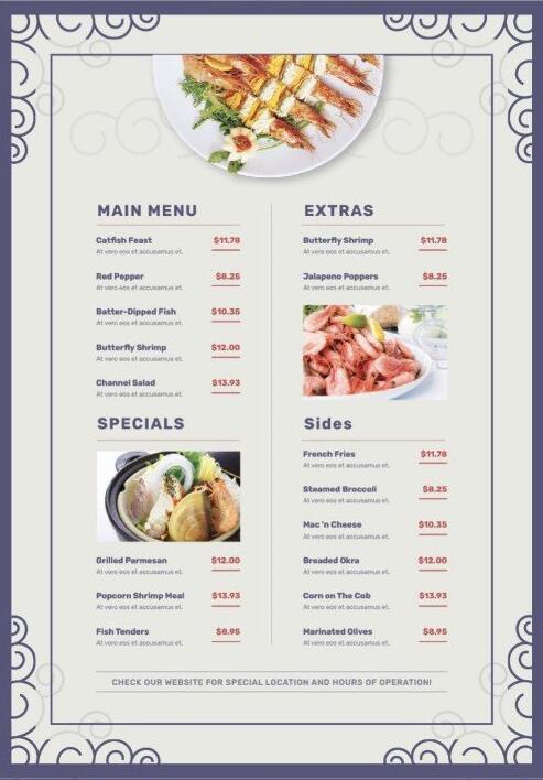 Restaurant menu template vector