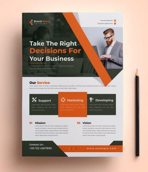 Right decisions business flyer vector