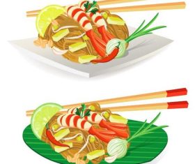 Seafood noodle vector