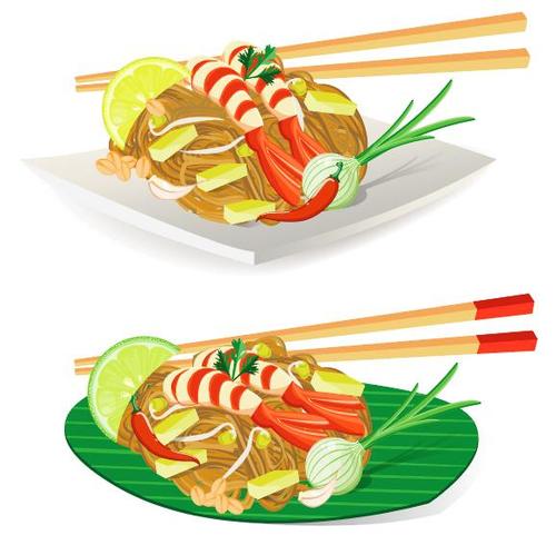 Seafood noodle vector