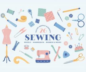 Sewing tools vector illustration