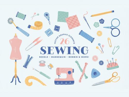 Sewing tools vector illustration