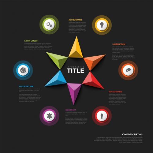 Six elements infographic vector
