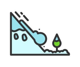 Snow avalanche natural disaster icons vector