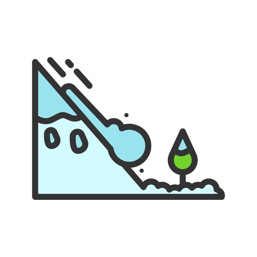 Snow avalanche natural disaster icons vector