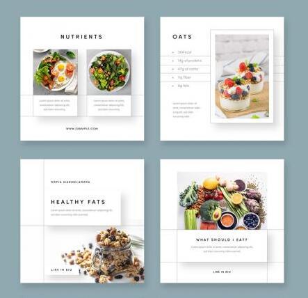 Social layouts for healthy food bloggers vector