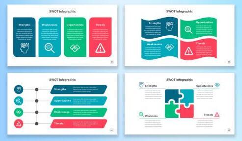 Swot infographic presentation colorful vector
