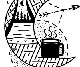 Tent coffee mug vector