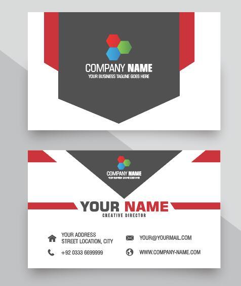 Three color background business cards vector free download