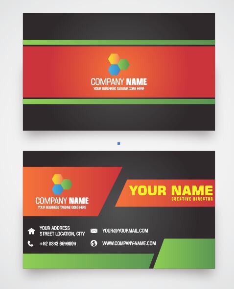 Three color matching background business card vector