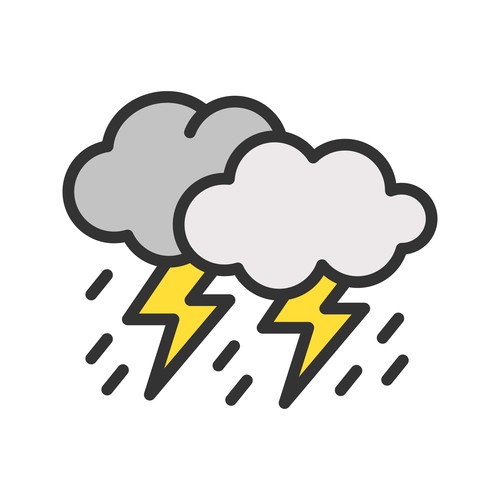 Thunderstorm natural disaster icons vector